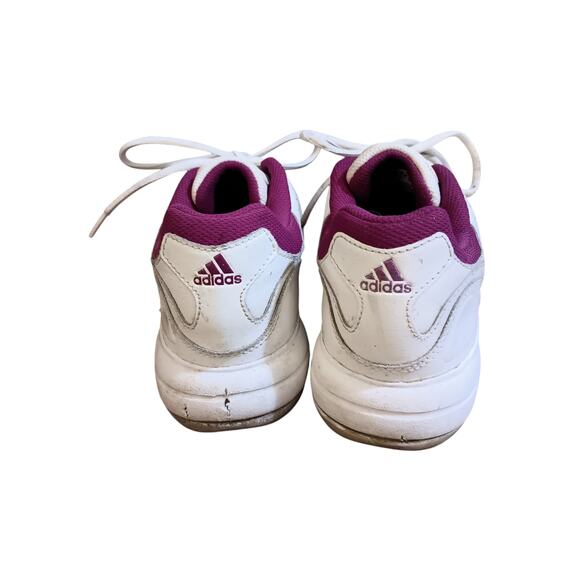 adidas Women's Bercuda 2.0 white with purple/magenta stripes size 10 - Picture 4 of 5